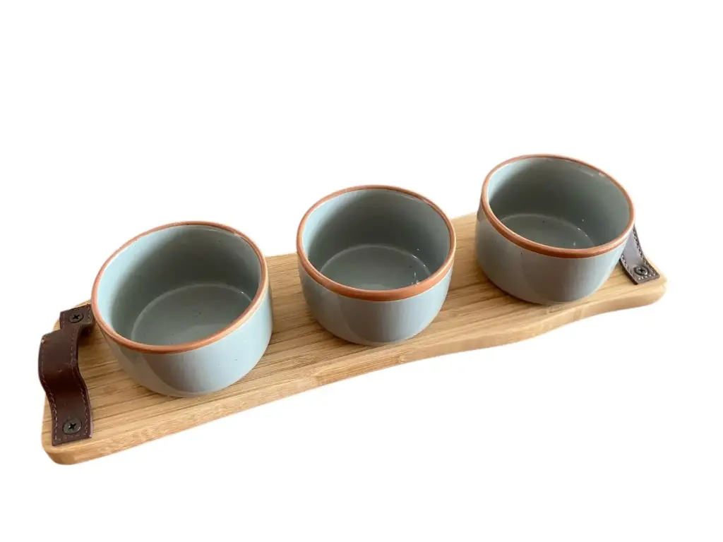 JUEGO DE TRES CUENCOS Y TABLA